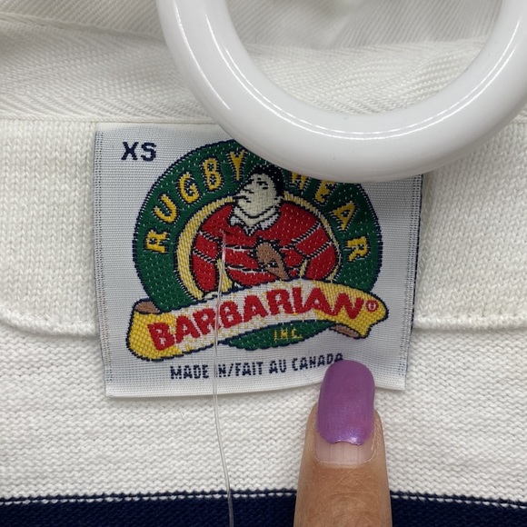 Barbarian Rugby Wear Mens Polo Shirt Long Sleeves White/ Blue Cal Berkeley - Picture 6 of 8